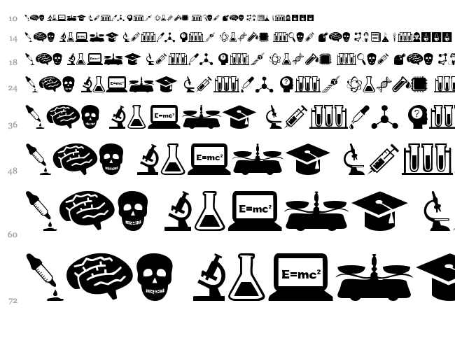 Science Icons font waterfall